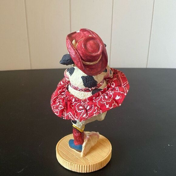 Vintage Russ Home On The Range Dancing Cow Girl Figurine Red Dress Item #14227 - Picture 4 of 7